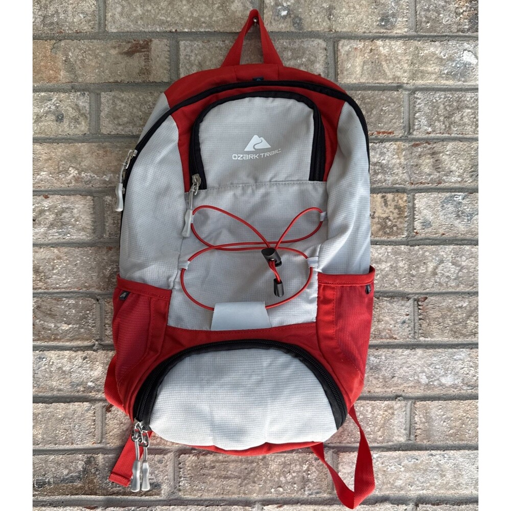Ozark trail Thomas hollow backpack light gray/red  Great Condition!